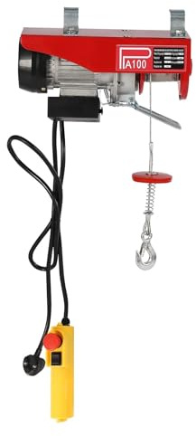 Palan Électrique Treuil électrique de levage de 200Lbs, avec télécommande et élingue simple/Double pour les usines de marchandises et les entrepôts, 110V/220V Treuil de Levage(220V UK)