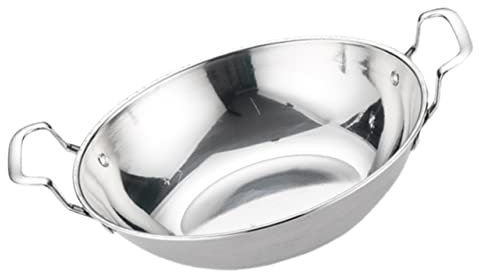 Cabilock Olla Caliente De Acero Inoxidable 10 Pulgadas Sartén De Fondo Plano Sartenes Cacerola De Cocina Con Doble Asa