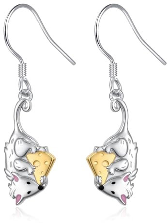 Flyow Opossum Ohrringe für Damen 925 Sterling Silber Süße Tier Tropfen Ohrringe Schmuck Geschenke für Opossum Liebhaber