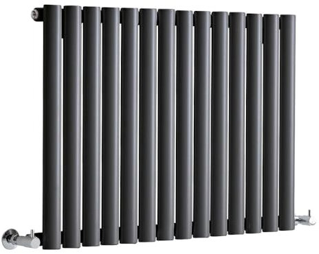 Milano Aruba Anthracite Horizontal Single Oval Panel Radiator - 600mm x 826mm