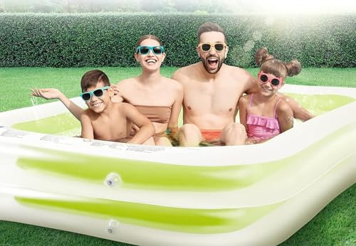 Inflatable Rectangular Green 2m Paddling Pool for Children | Garden Swimming Pools for Kids | Baby Outdoor Fun Water Play Centre