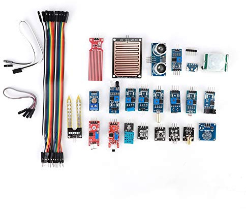 Sensor Module Kit for RPi, 22 in 1 Electronic Component, Beginner Learning Starter - Solderless Breadboard Kits, LED Circuit Board, Power Cable, Components Kit for Adults