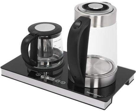 3in1 Elektrische Wasserkocher Kaffeestation,1800W Glas Wasserkocher mit LCD-Anzeige und Temperaturkontrolle,Automatische Abschaltung für Tee und Kaffee,Kompakt und Vielseitig