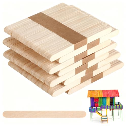 400 Stück Eisstiele Holz, vielseitig als Holzstäbchen Zum Basteln oder Holzspatel – DIY Holzstäbchen für Kinder, Handwerk und Bastelprojekte, 114 mm x 10 mm x 2 mm