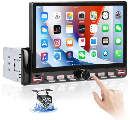 CAMECHO 1 DIN 7 Pouces Écran Tactile Autoradio avec Bluetooth | Lien Miroir Lecteur MP5, 1 Din Poste Radio Voiture avec Radio FM EQ USB Miroir Link Commande au Volant +Caméra
