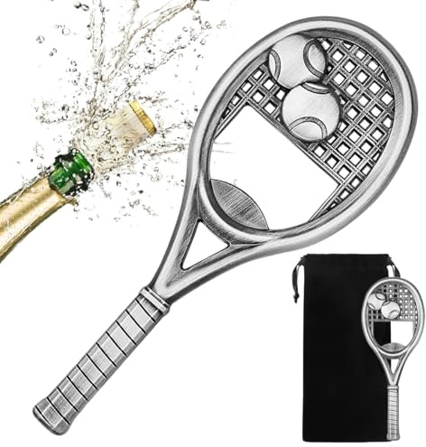 LULLEA Tennisschläger Bier Flaschenöffner, Tennis Geschenk, Geschenke für Tennisspieler Männer Frauen, Vatertagsgeschenk Weihnachtsgeschenke Geburtstagsgeschenk für Papa Opa Vater, Silber