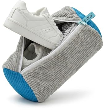 ECAVE Reusable Trainers Shoe Cleaning wash Bag for Washing Machine 39x19cm | Durable Fabric Running shoe Laundry Bag with Zipper for Trainers,sneakers, Bras, Delicates & Footwear Grey