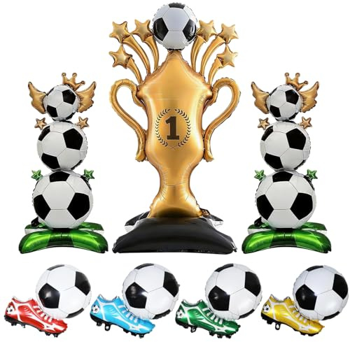 7 palloncini per feste di calcio decorazioni per la Coppa del Mondo di compleanno 2026 Gigante In Piedi Foil Palloncino Set Oro Champion Trofeo Pallone da Calcio Pallone da Calcio Gonfiabile