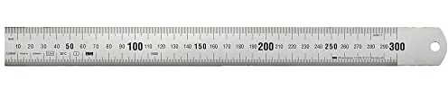 BMI 9621100R Biegsamer Stahlmaßstab, 1000 mm, rostfreier Edelstahl, Teilung Oberkante 1/2 mm, Teilung Unterkante 1/1 mm