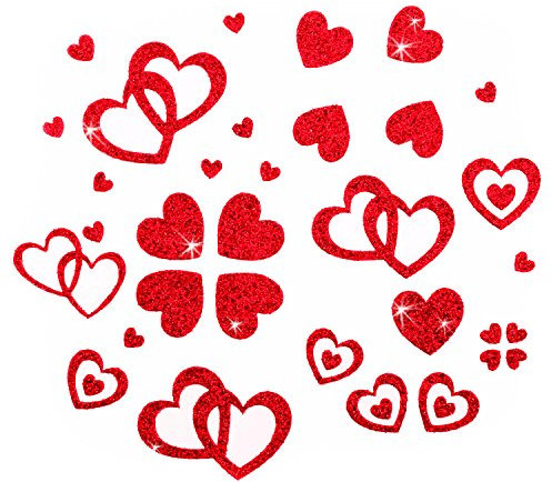 Oblique Unique® Glitter Herzen Sticker in Rot