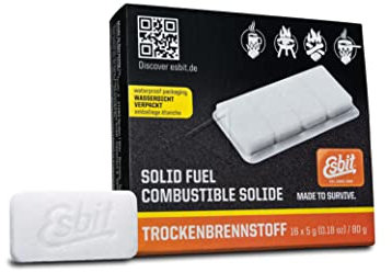 Esbit Combustible seco 16 x 5 g Liso, Adultos Unisex, Blanco, Trockenbrennstoff 16x5g