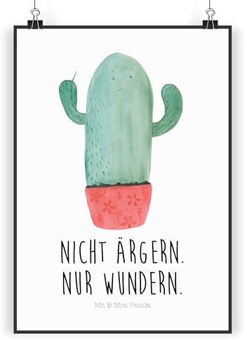 Mr. & Mrs. Panda Bild Kaktus Wut DIN A3 - Geschenk, wanddeko, Chefin, Büro, Kakteen, Poster, Kollege, Wandbild, drucke, Kollegin, wütend, Plakat