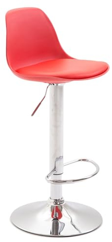 CLP Barhocker Kiel Kunststoff Mit Polsterung Und Kunstlederbezug I Drehbarer Barstuhl mit Metallgestell Und Fußstütze, Farbe:rot, Gestell Farbe:Chrom
