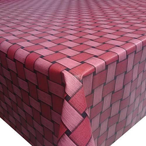 Wachstuch Wachstischdecke Tischdecke Gartentischdecke Robust Rattan Rot Rosa Breite & Länge wählbar 140 x 180 cm Eckig abwaschbar geprägt