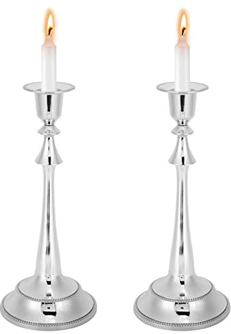 Kerzenhalter, Metall Kerzenhalter Vintage Dekorative Kandelaber, 2 Silbernen Kerzenhaltern, Kerzenhalter Aus Metall, Hoher Kerzenständer Für Hochzeit, Esstisch, Deko, Kerzenhalter