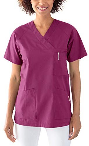 CLINIC DRESS Schlupfkasack Kasack Damen für Krankenpflege und Altenpflege 50% Baumwolle 95 Grad Wäsche Berry M