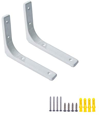 2 Pièces Support d'étagère,Equerre Etagere Metal Equerre de Fixation Tablette Suspendue,supports muraux supports d'étagère,avec Vis, 2 Couleurs (40cm/15.7in,White)