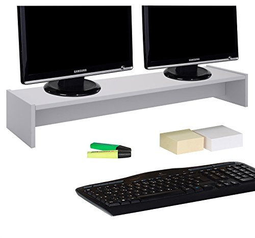 IDIMEX Support d'écran d'ordinateur Screen, réhausseur pour Deux moniteurs ou Un Grand écran Dimensions 100 x 15 x 27 cm, en mélaminé Gris Clair Mat