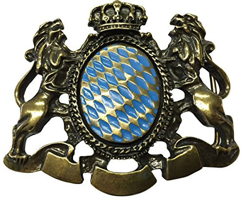 BELTINGER Gürtelschnalle Löwen mit Krone XXL 4,0 cm | Buckle Wechselschließe Gürtelschließe 40mm Massiv | Altmessing mit Emaille