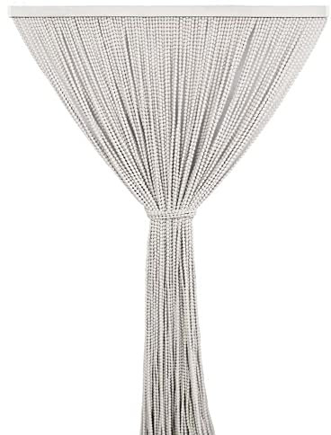 IlGruppone Tenda Antimosche per Porta Finestra a Pannello con Telaio in PVC, in più Colori, Moschiera con Corde a Pallini per Esterno Interno Fili a Caduta - Bianco - 120 x 220