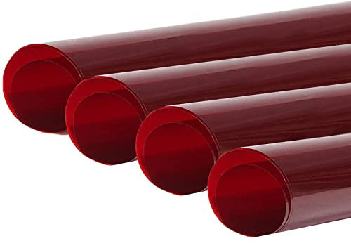 4 Stück Farbfolien Gel Farbfilter Folie Rot, Transparent Farbfilterfolie Farbkorrektur Farbfilter, Folie Hitzebeständige, Folie für Lampe Scheinwerfer Fotostudio Strobe LED Licht 40x50cm