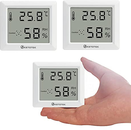 KETOTEK 3 Pezzi Termometro Igrometro Ambiente Interno Digitale Termoigrometro Monitor di Temperatura e Umidità con Livello di Comfort per Casa Stanza del Bambino Ufficio