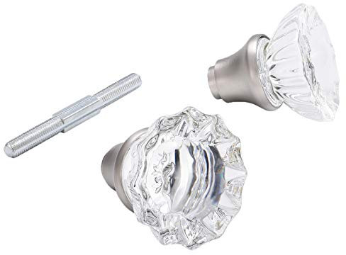 newliplace Glass Door Knobs Replacement Set, Vintage Crystal Door Knobs for Replacing Broken Old Antique Lock Sets on Interior Door, Brushed Nickel Finish