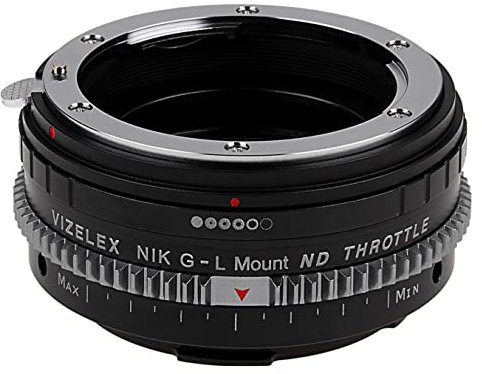 Vizelex ND Throttle Lens Adapter - Compatible with Nikon F Mount G-Type D/SLR Lens to Select L-Mount Alliance Mirrorless Cameras with Built-in Variable ND Filter (2 to 8 Stops)