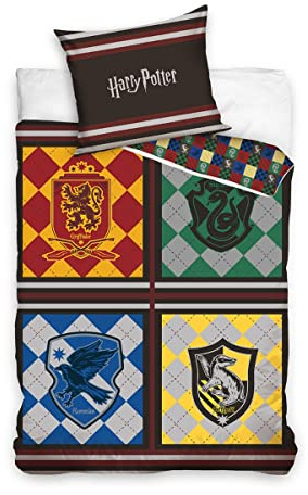 HARRY POTTER Baumwolle Case von Hogwarts Bettwäsche-Set - 100% Baumwolle (Einzelbett) (mehrfarbig), mehrfarbig, Einheitsgröße