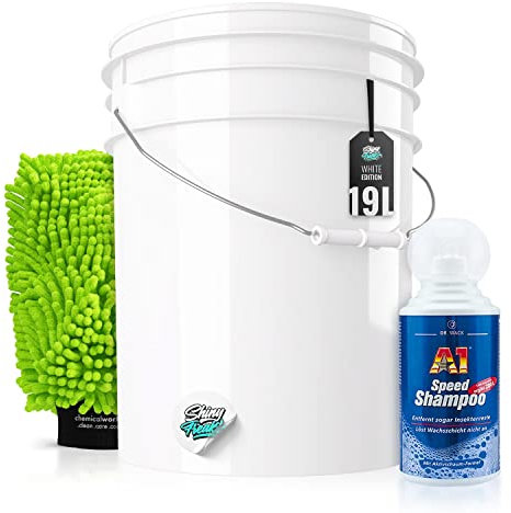 Auto Waschset: Wascheimer (5GAL) + Dr. Wack A1 Speed Shampoo + Waschhandschuh für die Auto Handwäsche - schonende Reinigung & Pflege für den Lack - Autowäsche, waschen | 4-teilig