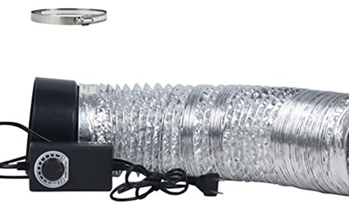 Ventilation and Exhaust Blower with Speed Controller Inline Duct Fan with 20 Feet Non-Insulated Flex Aluminum Ducting for Bathroom/Corridor/Office/Laundry Room/Shop