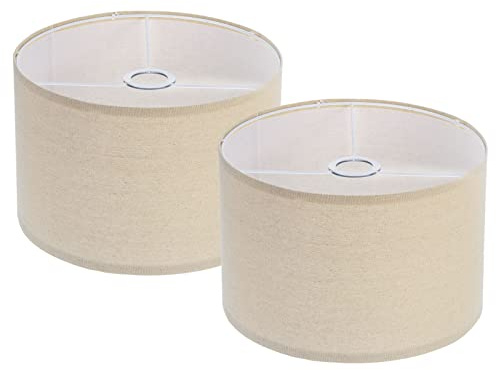 PATIKIL Trommel Lampenschirme Set von 2 12x12x8 Leinen Lampenschirm Leichte Montage Leuchtenschirm für Tisch Lampen Stehlampen Pendelleuchten Creme