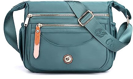 FANDARE Ultraleicht Damen Umhängetasche Nylon Schultertasche Handtaschen Elegant Umhängetasche mit verstellbarem breitem Riemen Frauen zum Umhängen Damentasche Multi-Tasche Messenger Bag Blauer See