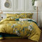 AShanlan Bettwäsche 155x220 Gold Grün Blumen Vögel Muster Bettbezug Microfaser Floral Deckenbezug Wendebettwäsche Set mit Reißverschluss und Kissenbezug 80x80 cm