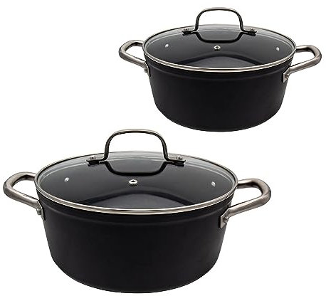 Steuber Premium Kochtopf Set RECYCLED m. Deckel umweltschonend aus 98% recyceltem Aluminium, Antihaft-beschichtet, alle Herdarten, Backofen-geeignet
