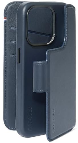 DECODED 2-in-1 Detachable Wallet Case for Apple iPhone 15 Pro - Premium European Leather - Card Holder - Protective and Shockproof - MagSafe Compatible - Microfiber Lining - Navy Blue