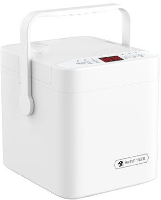 WHITE TIGER Mini olla arrocera de 1,3 L, 4 tazas, temporizador de 24 horas, portátil con olla antiadherente extraíble, vaporizador para arroz, sopa, congee y yogur