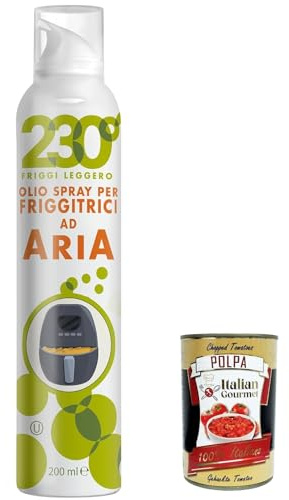 Sprayleggero olio per air fryer, vaporisateur d'huile pour rôti à l'air, avec huile de tournesol, huile d'avocat et huile de riz 200 ml, huile haute + Italian Gourmet polpa 400 g