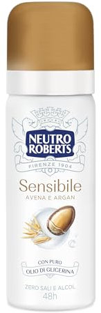 Neutro Roberts, Deospray für empfindliche Haut mit beruhigendem Hafer und Argan, ohne Aluminiumsalze, kein Alkohol, mit reinem Glycerinöl, für empfindliche Haut, dermatologisch getestet, 50 ml, 48h