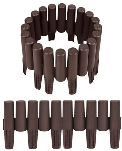 XINZI Bordure de parterre - 2,8 m - En plastique - Aspect bois - Jardin - Bordure de tonte - Palissade - Décoration - 10 pièces - Marron