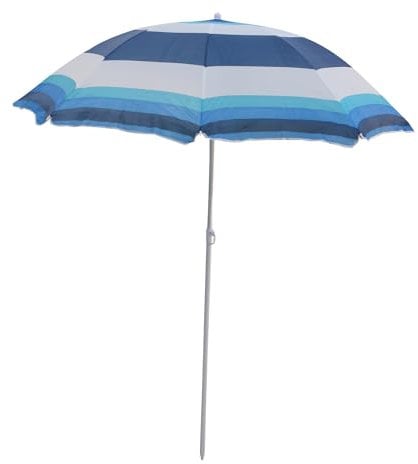 Master Grill&Party Sombrilla de 180 cm de diámetro, sombrilla de playa, sombrilla para balcón, Rayas blancas, azules y marinas, L