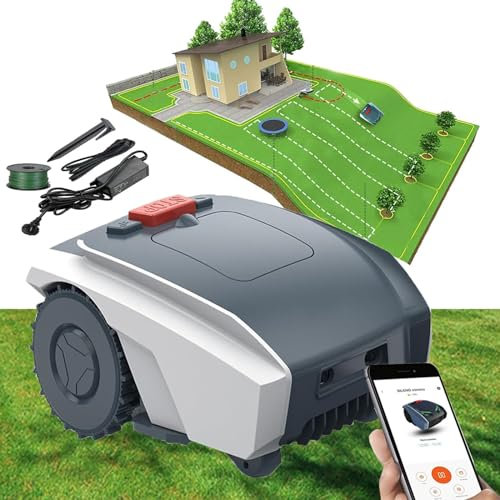 SONLED Vollautomatischer intelligenter Rasenmäher, Rasenroboter, Wegplanung + automatisches Laden, wetterfest, Sicherheitsschutzvorrichtung, für Rasen/Gärten von 1500㎡