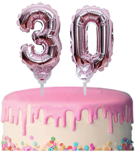 ALEGRE® Tortendeko 30 Geburtstag, Happy 30 Birthday Cake Topper, Cake Topper 30 Geburtstag Deko, Kuchendeko Geburtstag 30, Torte Deko 30 Geburtstag, Ballon Cake Topper für 30 Geburstagstorte Deko