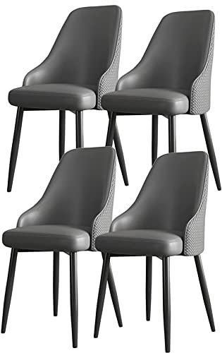 UNYQBFKM Küche Esszimmer Dininghairs Dininghair 4er-Set mit dickem Leder und Sessel mit schwarzer Rückenlehne, Füßen mit Polstern – Lounge-gepolsterter Vanityhair