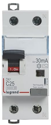 411004 Disjoncteur Différentiel 25a - 30ma - Type Ac - 1p+n - 2 Modules - Neutre à Droite - Auxiliarisable - Legrand