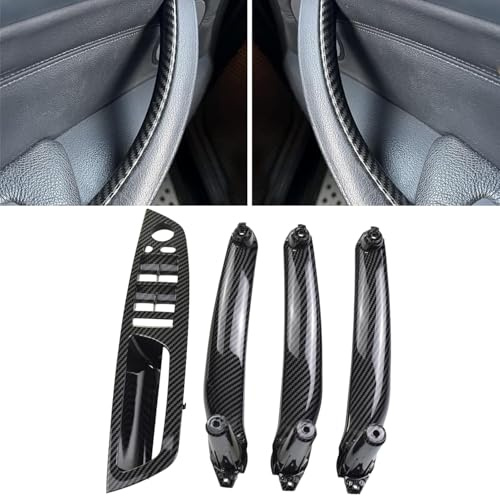 Yoegerery LHD Side Door Handle for BMW X5 E70,Inner Door Pull Handle Trim Cover Kits Replacement Window Switch Armrest Panel for BMW X6 E71 E72 (Carbon Fiber.)