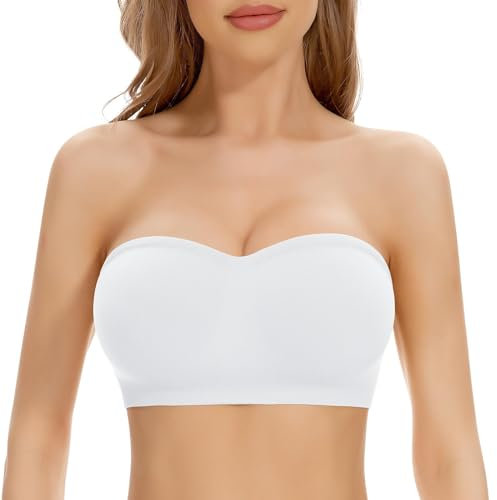 Générique Soutien-Gorge Bandeau sans Bretelles Taille Plus T-Shirt pour Femme Bandeau Poitrine sans Couture Brassiere Élastique Soutien Gorge Invisible Extensible (Blanc, XL)