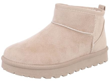 Ital Design Damenschuhe Stiefeletten Plateaustiefeletten, 88-155-, Textil, Beige, Gr. 39