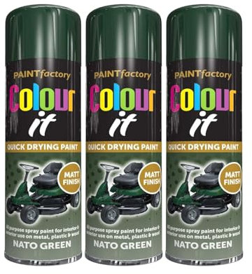 PNJB Nato Green Matt Spray Paint, Quick Drying, Excellent Coverage for Metal, Wood, Plastic, Aerosol Spray, Lightweight and Portable, 250ml (3PCS)