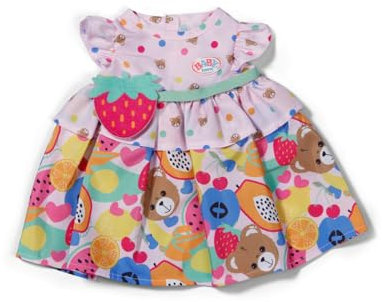 BABY born Kleid mit Buntem Früchte-Aufdruck & Umhängetasche - Hochwertiges Puppenzubehör - Kleidung geeignet für Puppen der Größe 43 cm